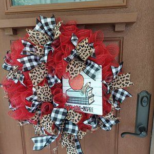 Teach Love Inspire Teacher Deco Mesh Wreath
